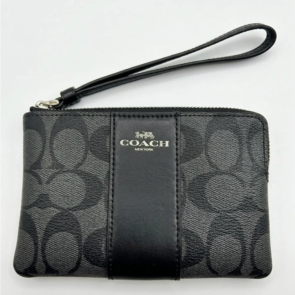 Coach Black Monogram Wristlet